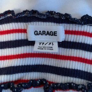 Garage Red White & Blue Striped Crop Top